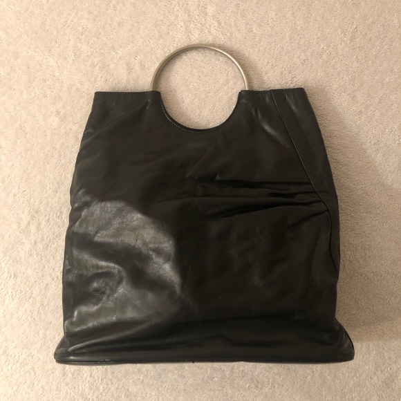 Vintage Leather Handbag with Ring Handles - Picture 2 of 7